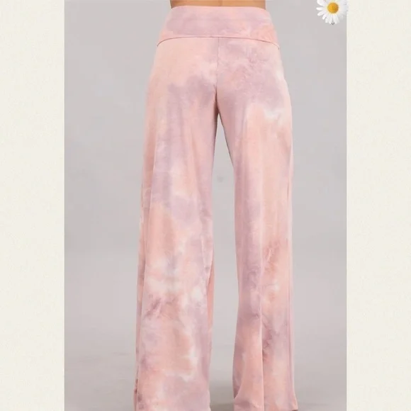 New Color! Lilac Mauve Multi Tie Dye Palazzo Pants - Picture 2 of 4